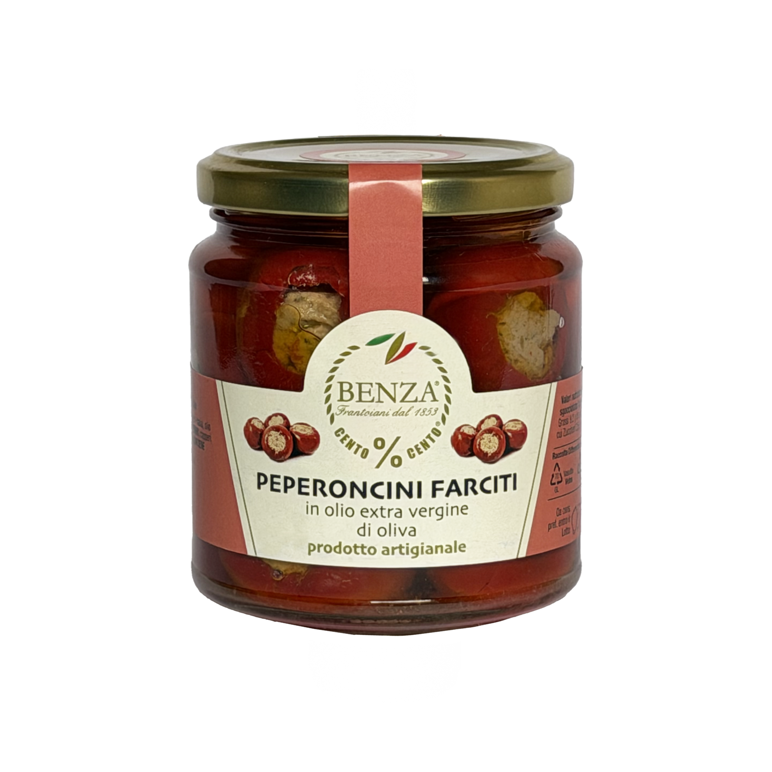 100% - Stuffed chili peppers in extra virgin olive oil